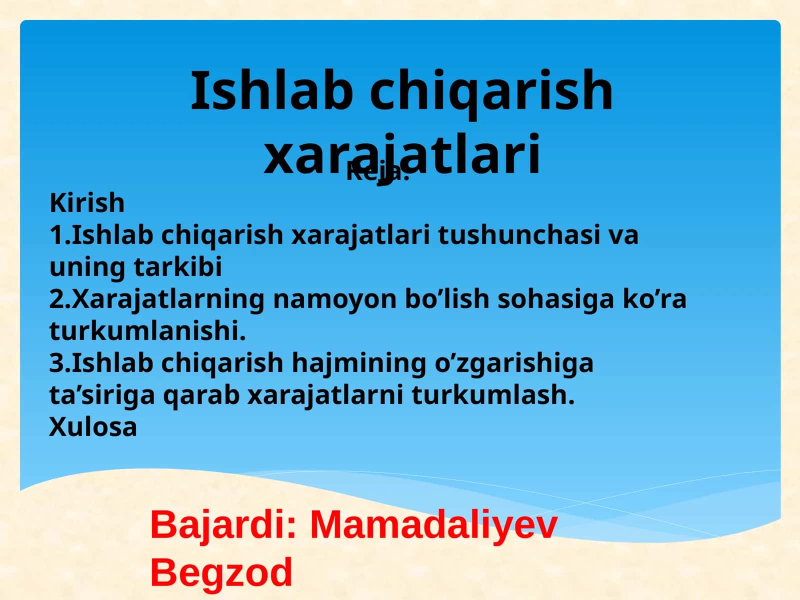 Ishlabchiqarish xarajatlari