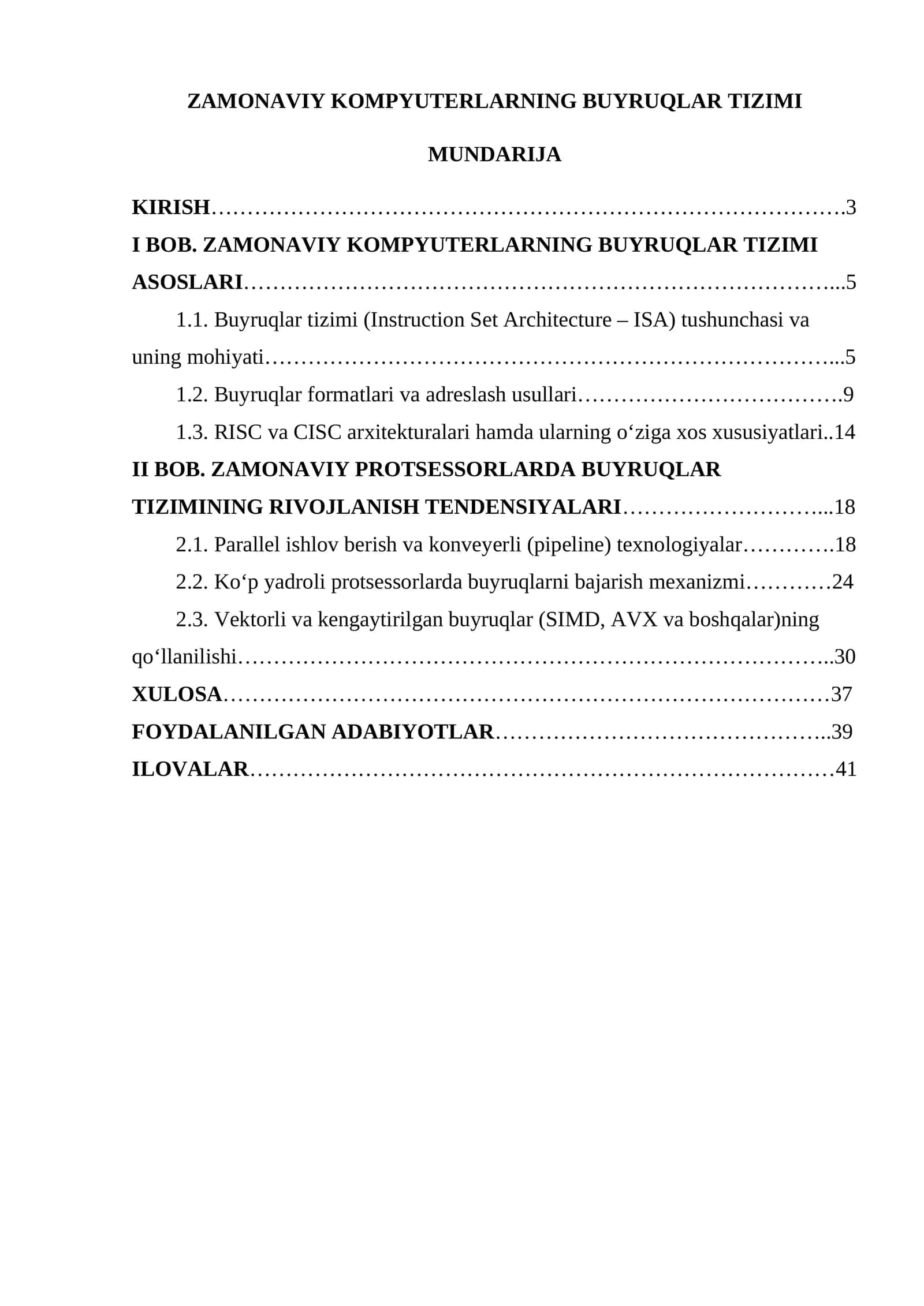 ZAMONAVIY KOMPYUTERLARNING BUYRUQLAR TIZIMI