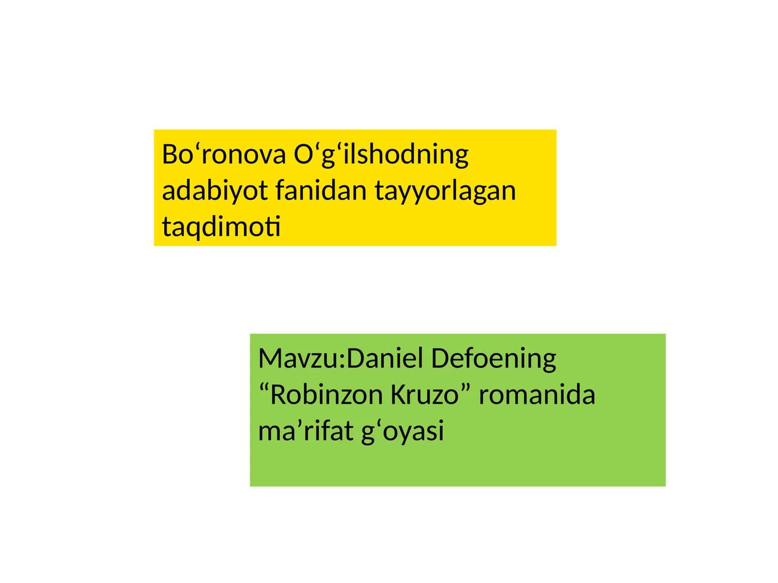 Daniel Defoening “Robinzon Kruzo” romanida maʼrifat gʻoyasi