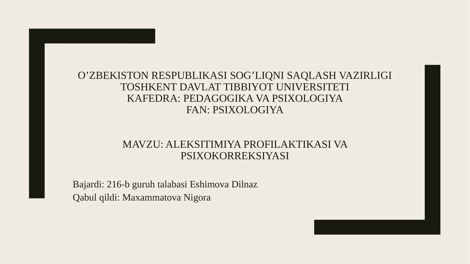 Aleksitimiya profilaktikasi va psixokorreksiyasi