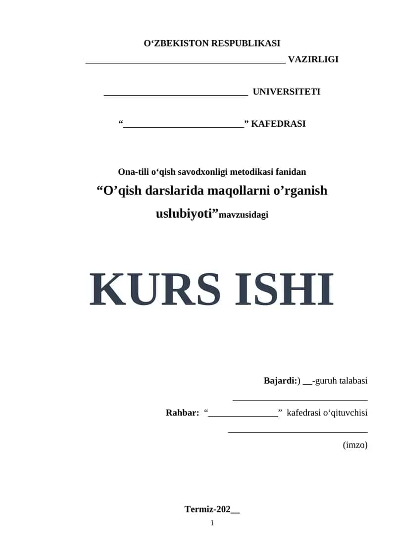 O’qish darslarida maqollarni o’rganish uslubiyoti