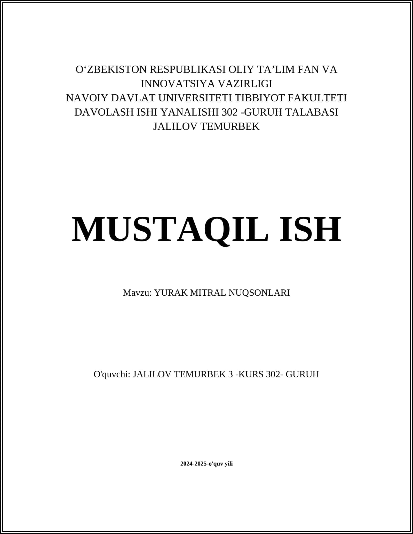 YURAK MITRAL NUQSONLARI
