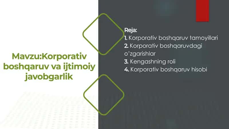 Korporativ boshqaruv va ijtimoiy javobgarlik