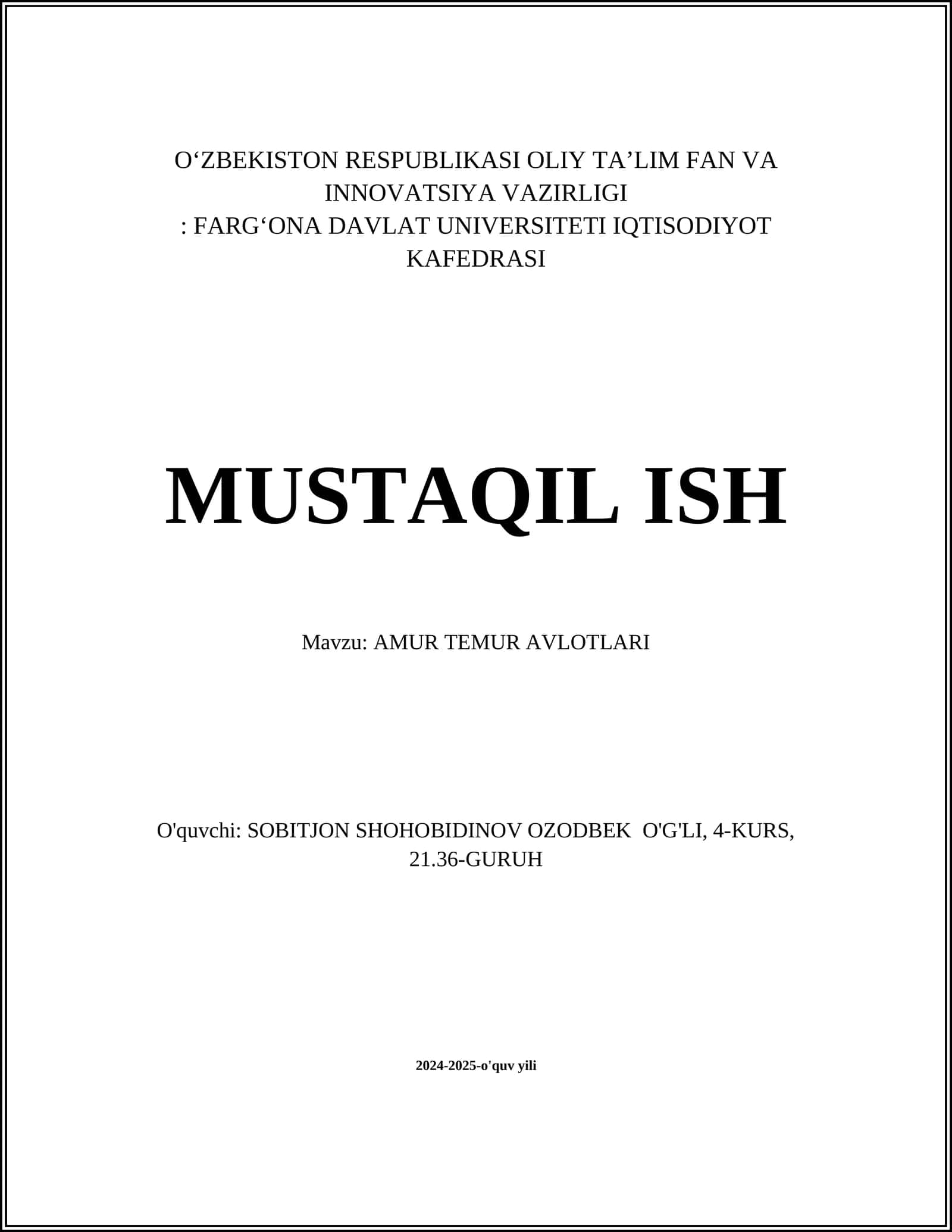 AMUR TEMUR AVLOTLARI