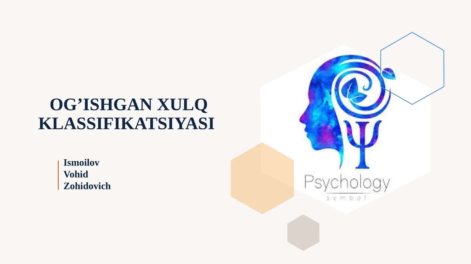 OG’ISHGAN XULQ KLASSIFIKATSIYASI