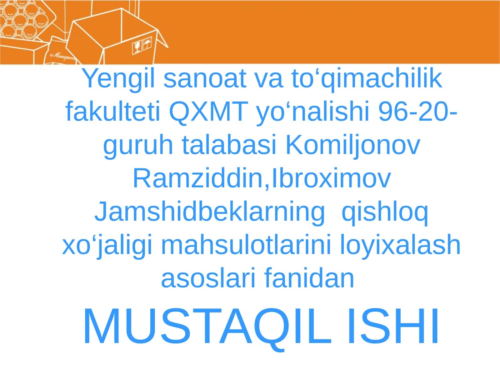 Qadoqlash texnologiyasi va jihozlari