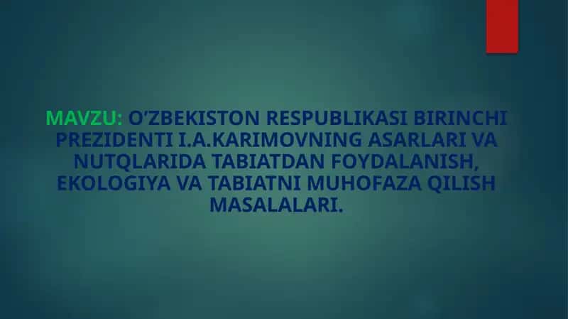I.A. Karimovning asarlaridan