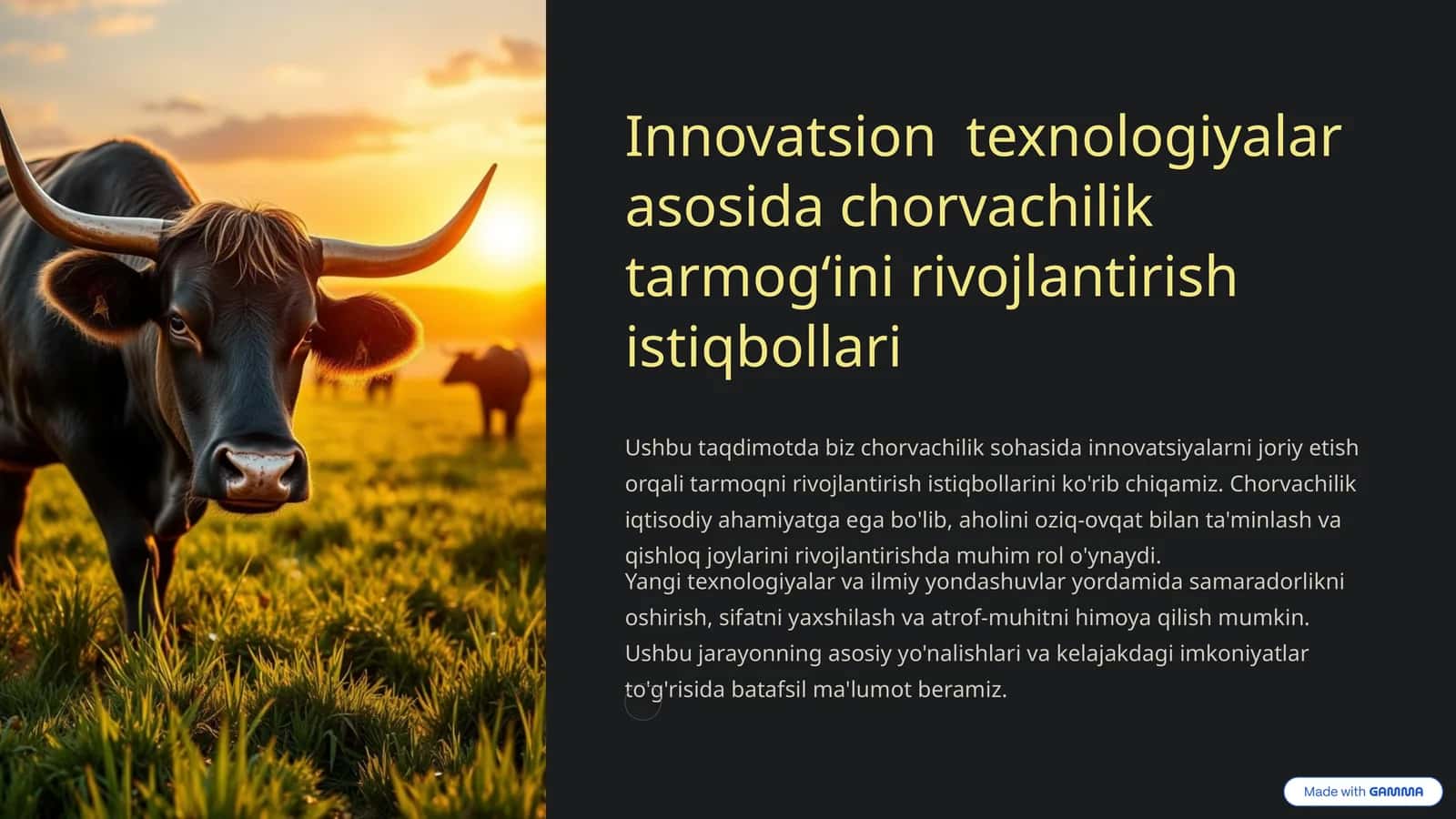 Innovatsion texnologiyalar asosida chorvachilik tarmogʻini rivojlantirish istiqbollari