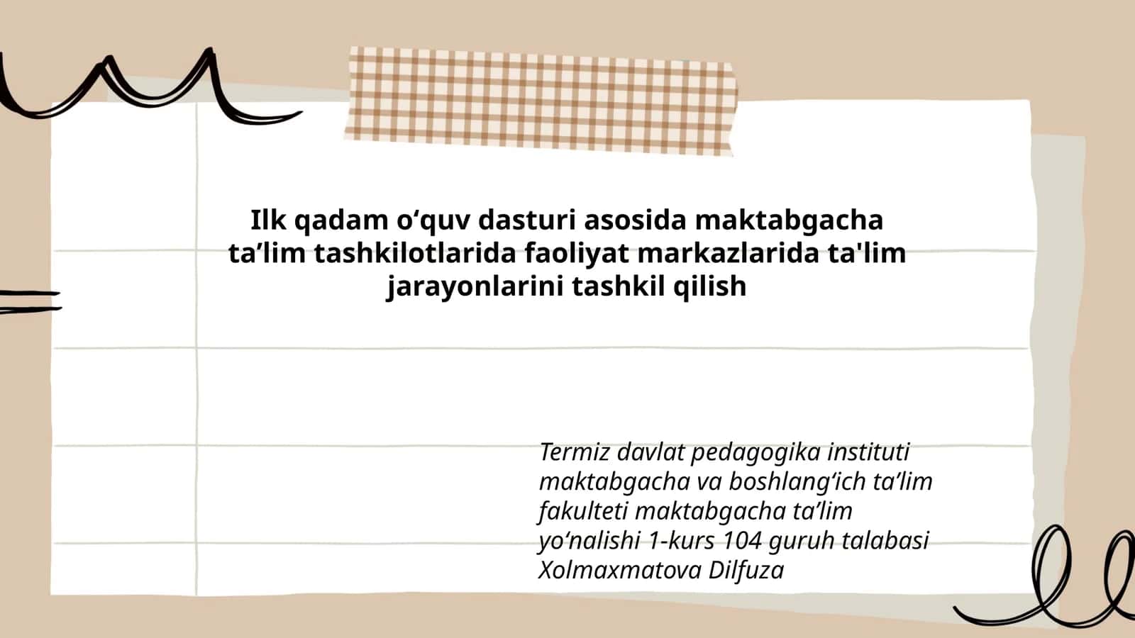 Ilk qadam oʻquv dasturi asosida
