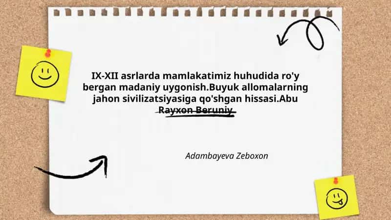 IX-XII asrlarda mamlakatimiz huhudida ro'y bergan madaniy uygonish