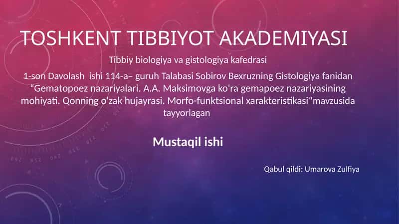 Gematopoez nazariyasi