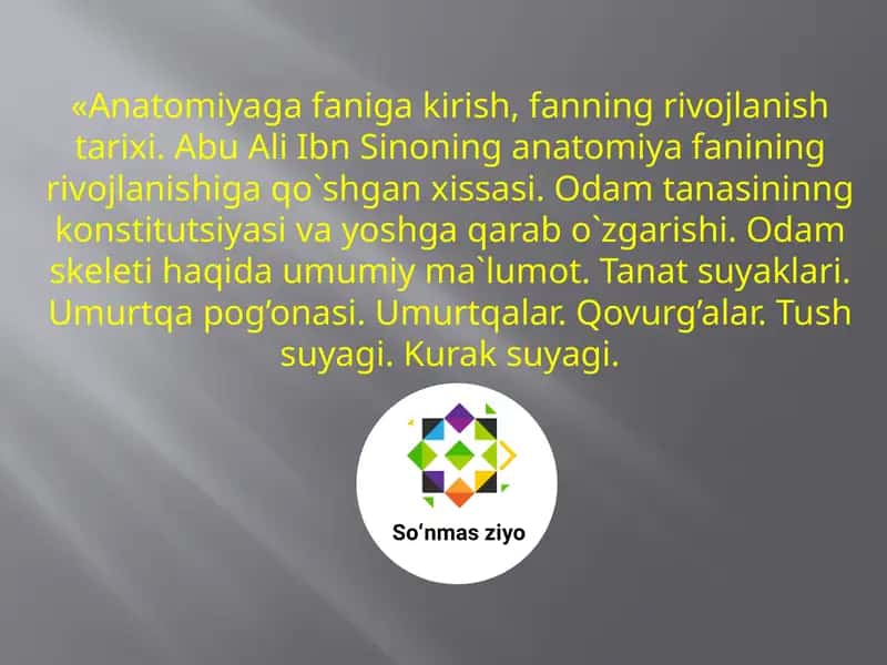 Anatomiya faniga kirish