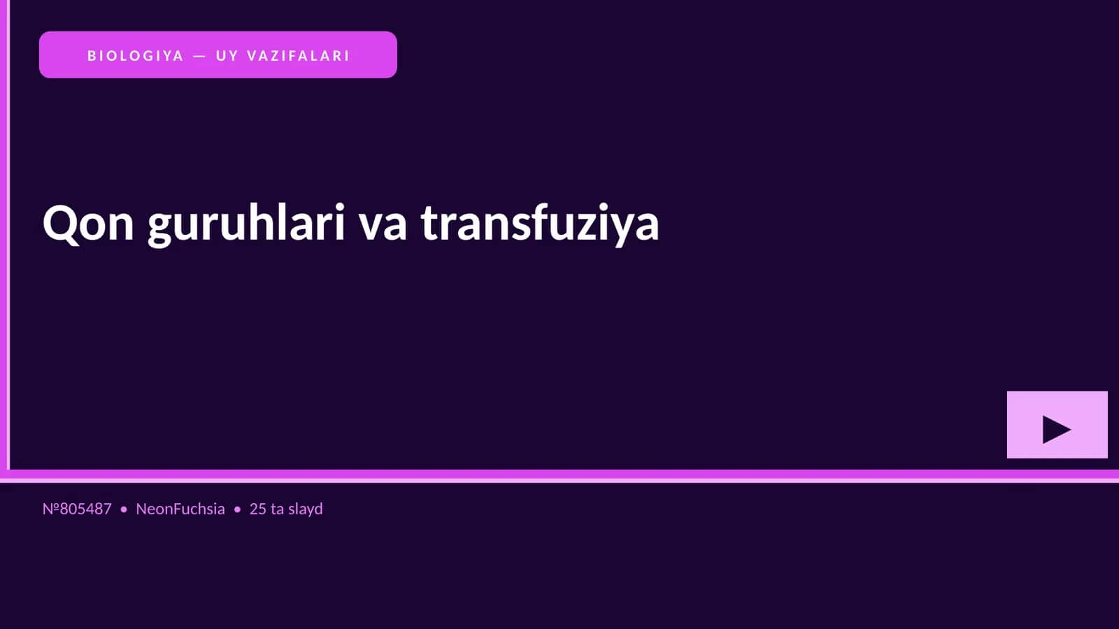 BIOLOGIYA — UY VAZIFALARI