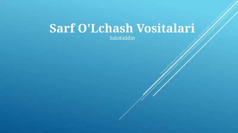 Sarf O'Lchash Vositalari