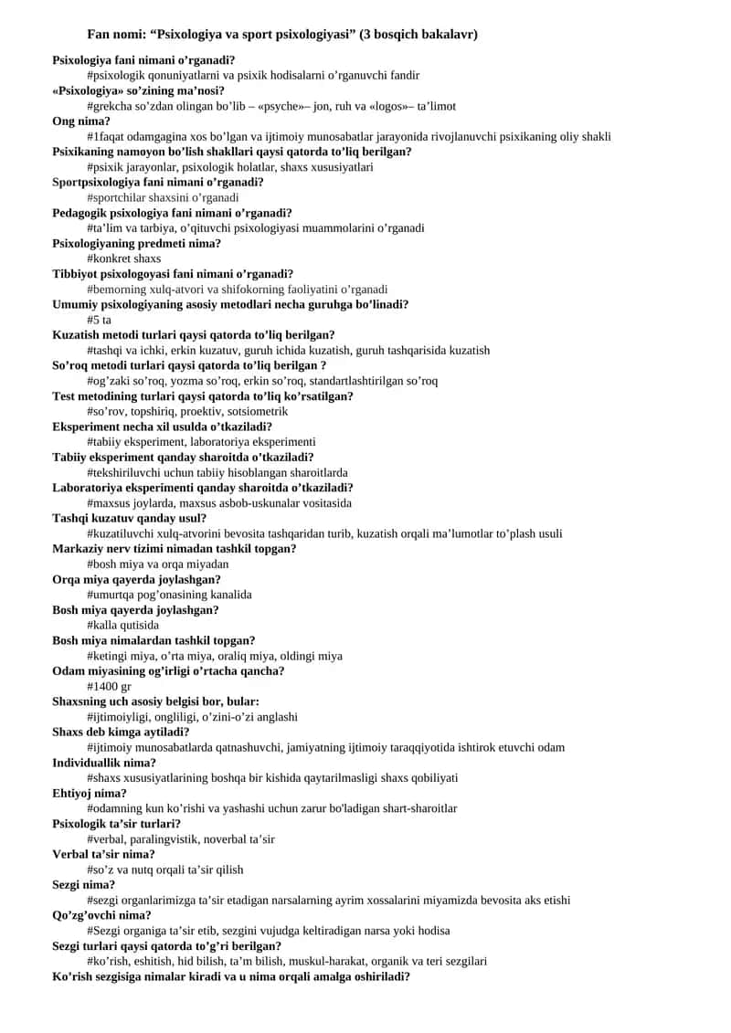Psixologiya va sport psixologiyasi