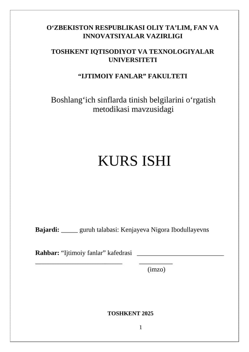 Boshlang‘ich sinflarda tinish belgilarini o‘rgatish metodikasi