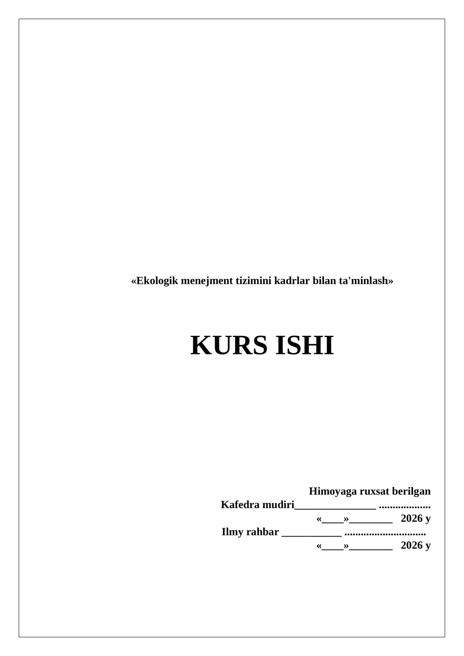 Ekologik menejment tizimini kadrlar bilan ta'minlash