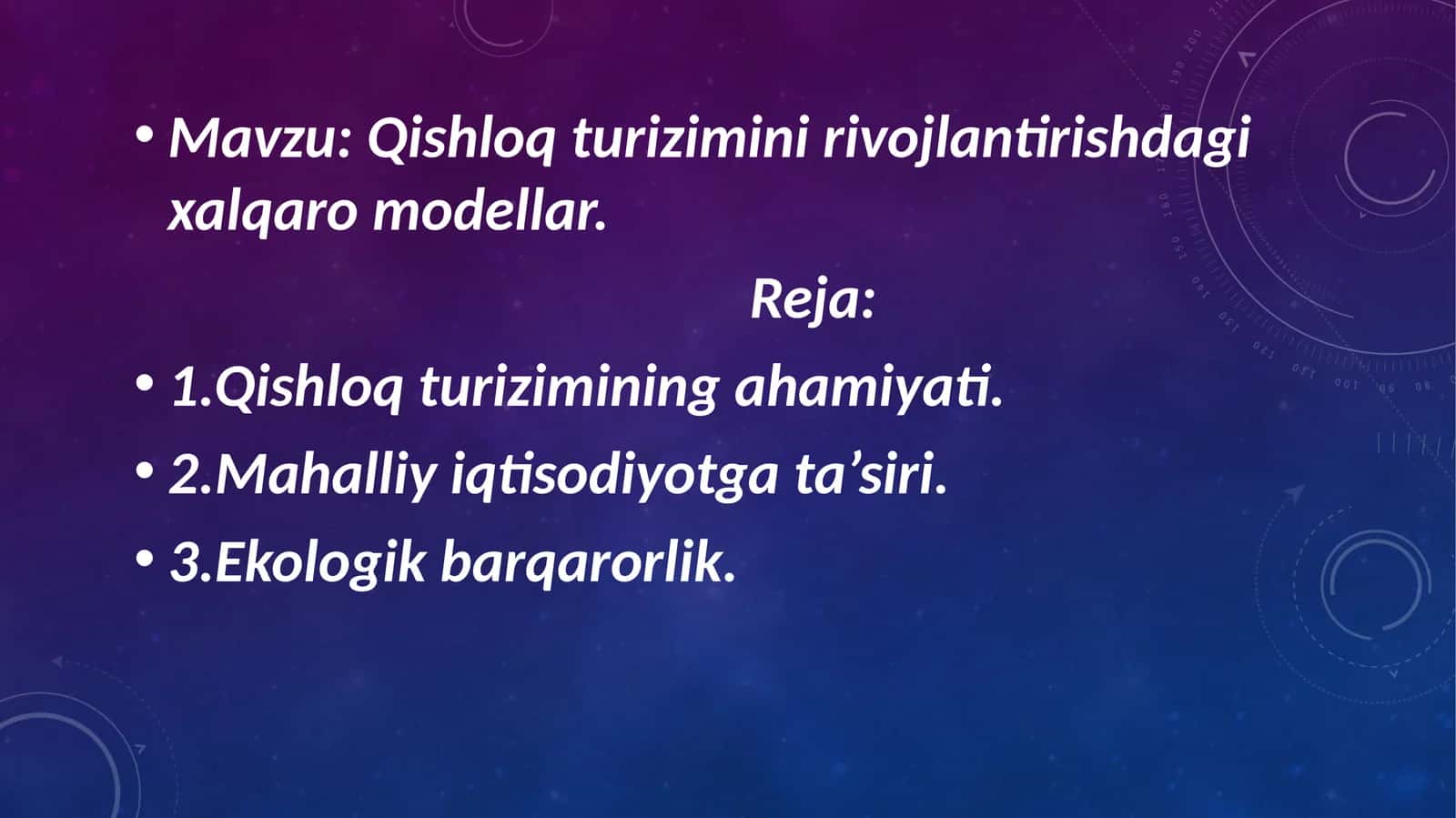 Qishloq turizimini rivojlantirishdagi xalqaro modellar
