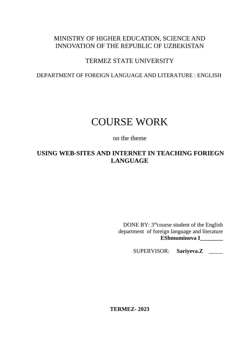 USING WEB-SITES AND INTERNET IN TEACHING FORIEGN LANGUAGE