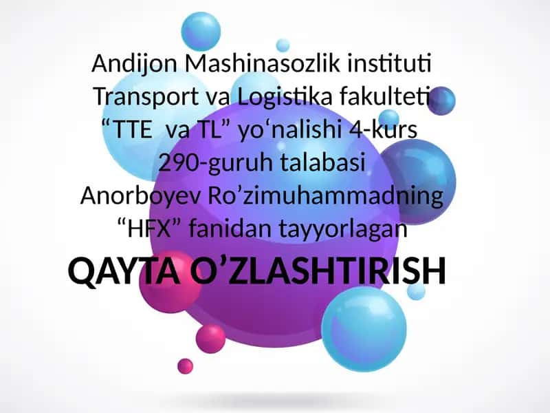 QAYTA O’ZLASHTIRISH