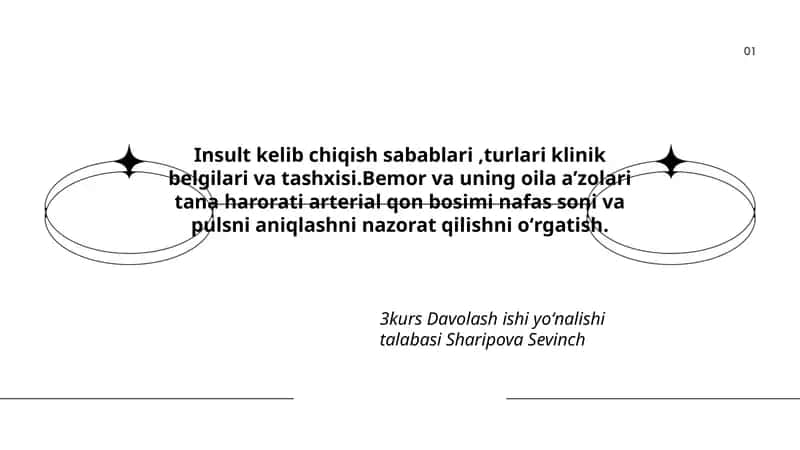 Insult kelib chiqish sabablari,turlari klinik belgilari va tashxisi
