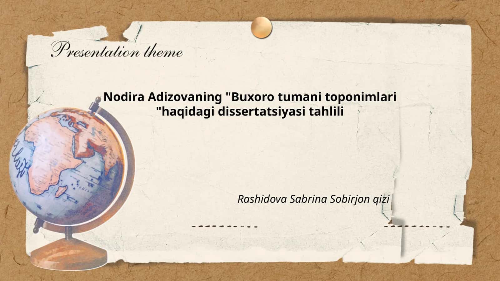Buxoro tumani toponimlari tahlili dissertatsiyasi