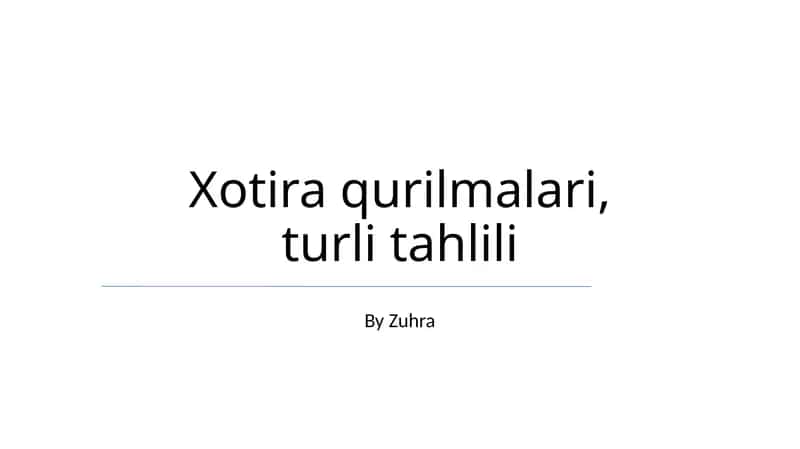 Xotira qurilmalari, turli tahlili