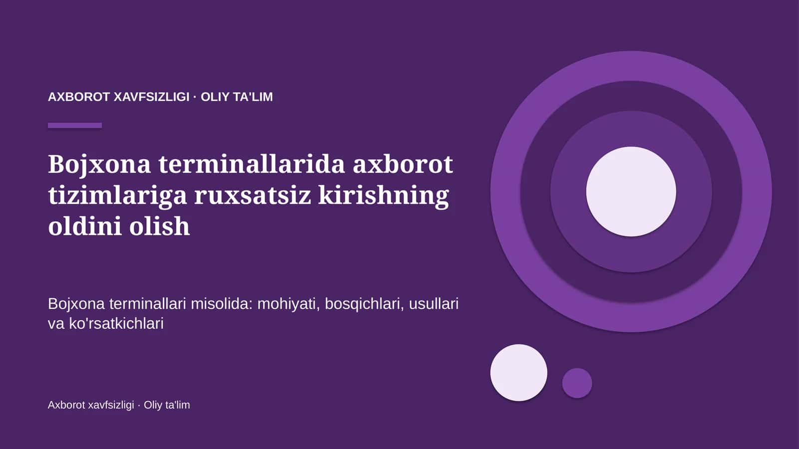 Axborot xavfsizligi · Oliy ta'lim