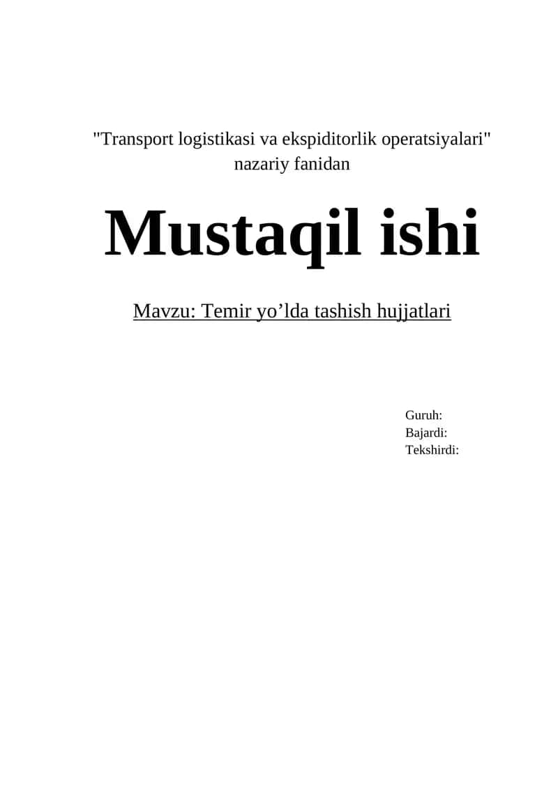 Temir yo’lda tashish hujjatlari