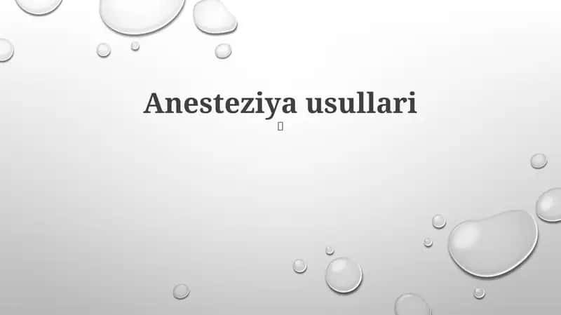 Anesteziya usullari