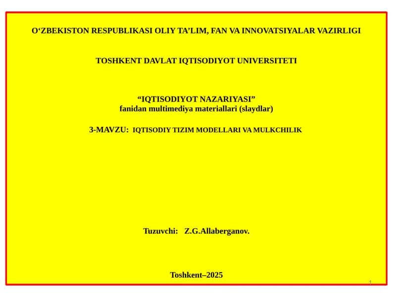 IQTISODIYOT NAZARIYASI