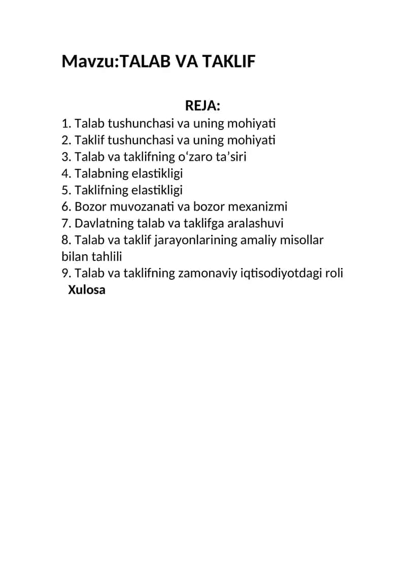 Talab va Taklif