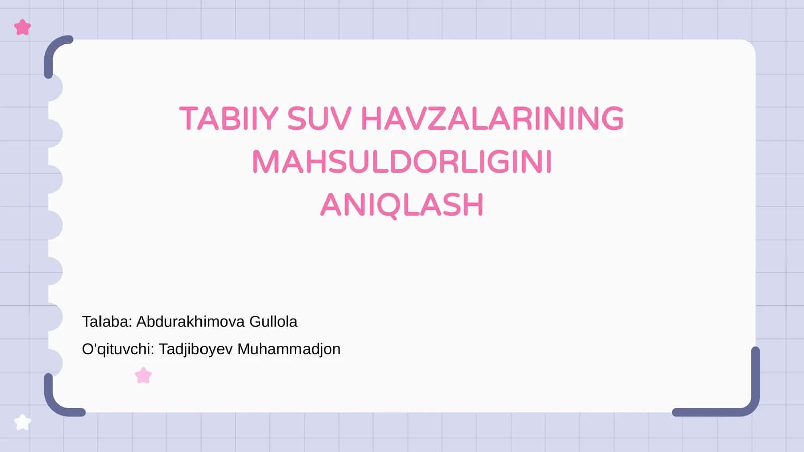 Tabiyy SUV Havzalarining Mahsuldorligi