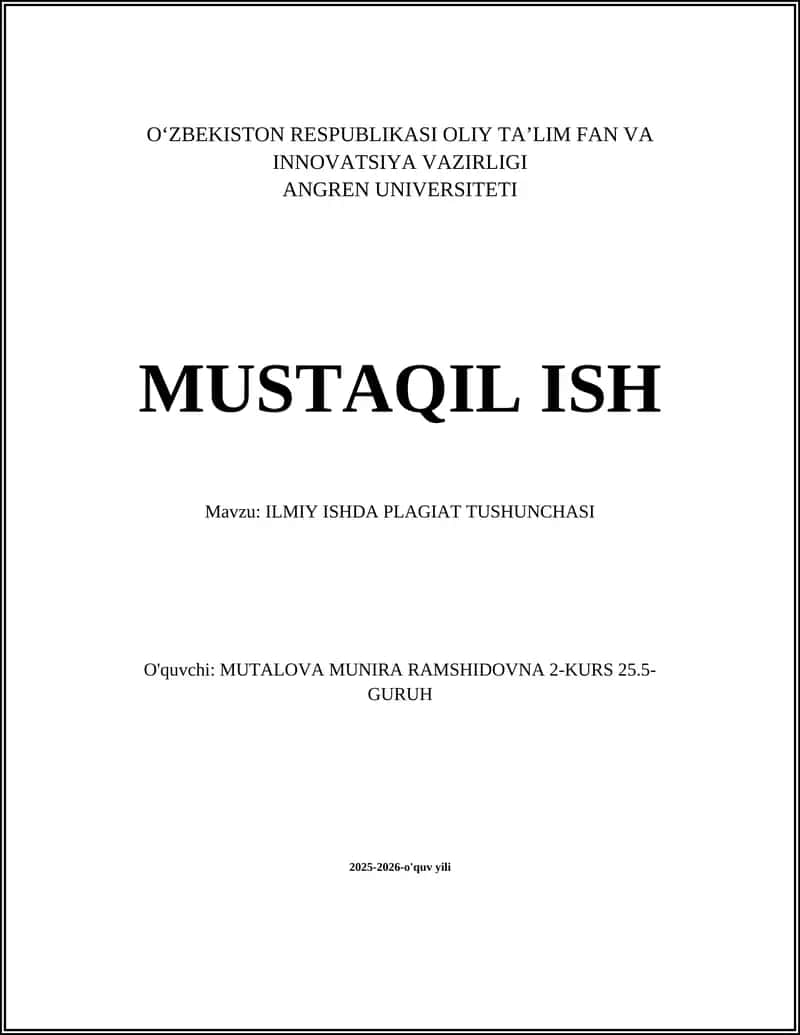 ILMIY ISHDA PLAGIAT TUSHUNCHASI