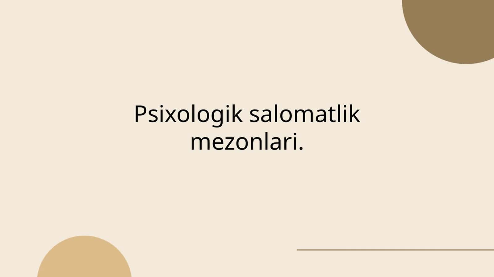 Psixologik salomatlik mezonlari