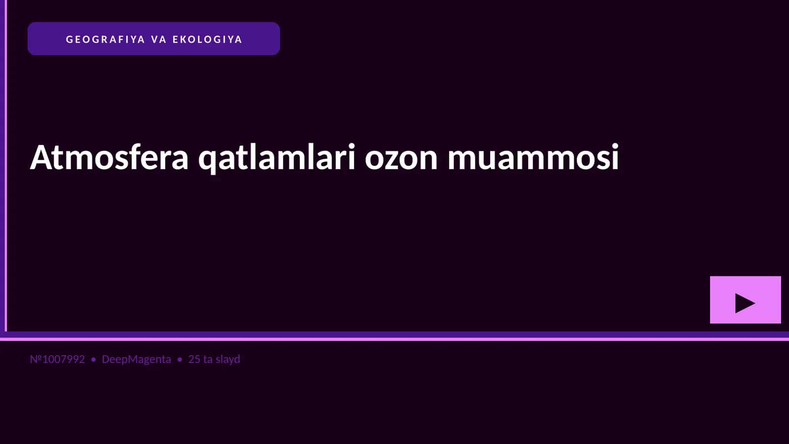 Atmosfera qatlamlari ozon muammosi