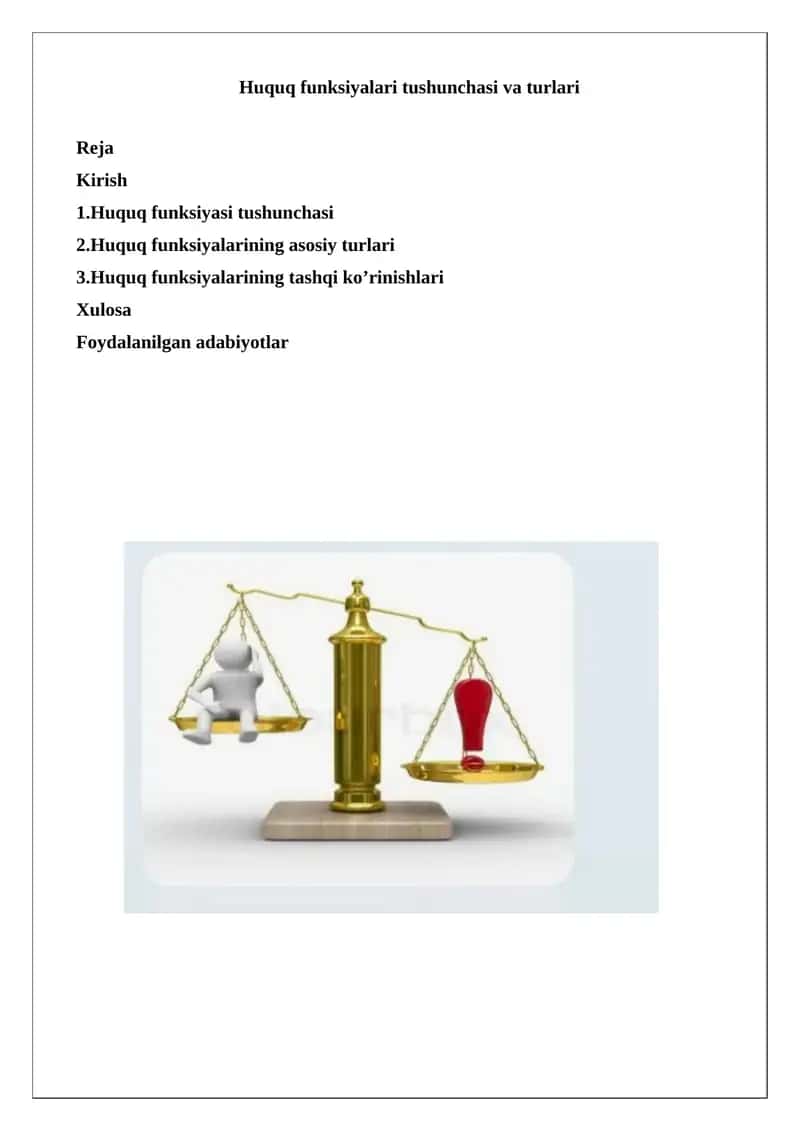 Huquq funksiyalari tushunchasi va turlari