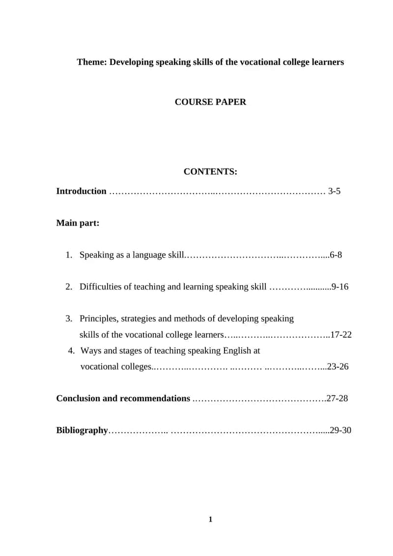 Developing speaking skills of the vocational college learners