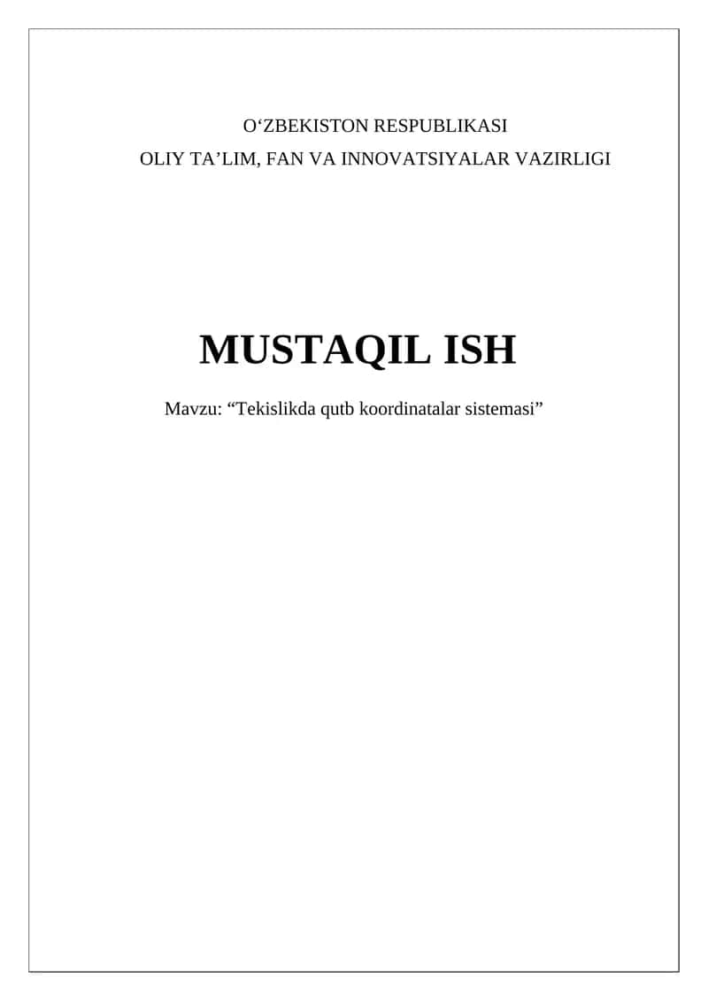 Tekislikda qutb koordinatalar sistemasi
