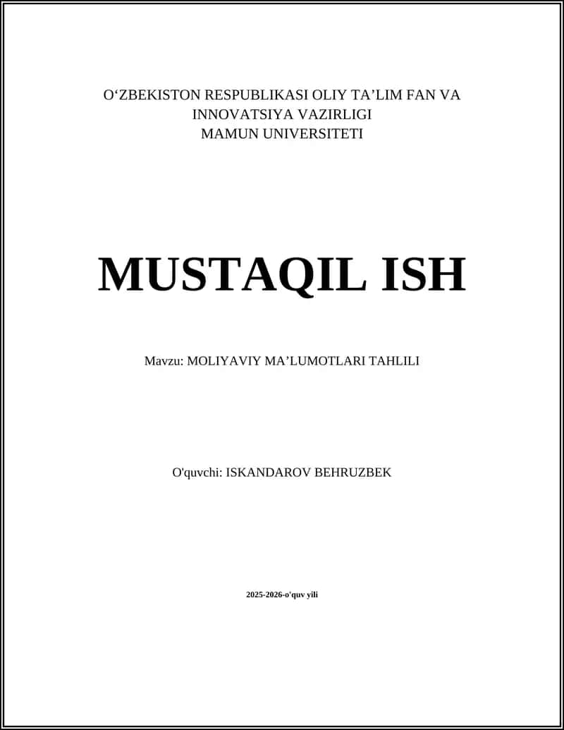 Moliyaviy ma'lumotlari tahlili