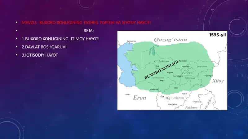 BUXORO XONLIGINING TASHKIL TOPISHI VA SIYOSIY HAYOTI