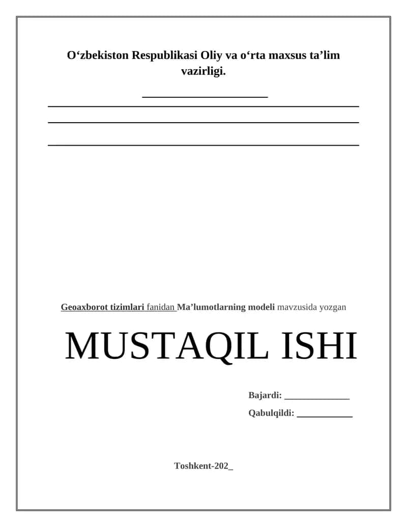 Ma’lumotlarning modeli
