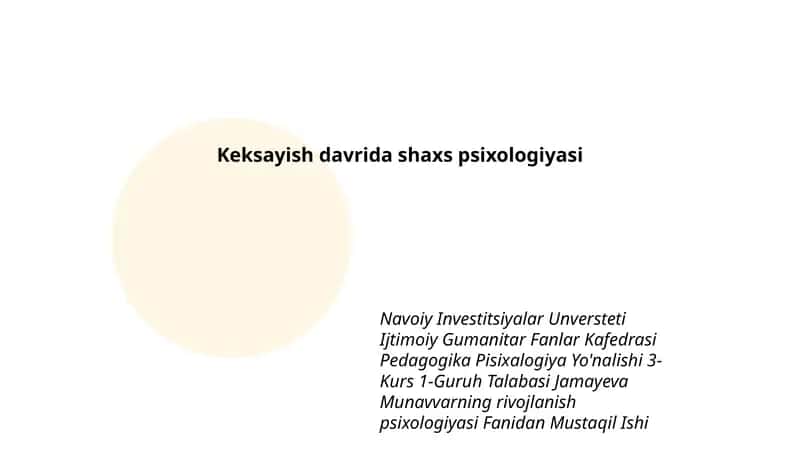 Munavvarning rivojlanish psixologiyasi