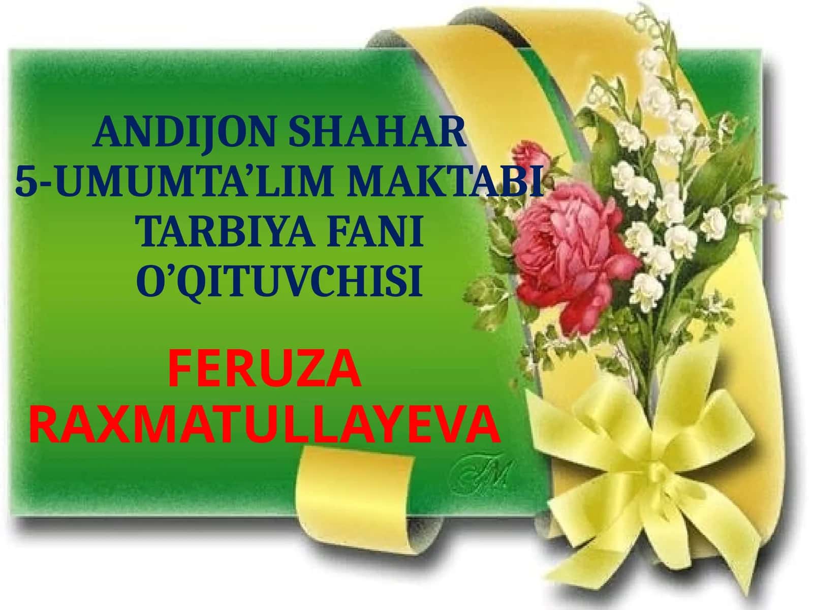 O‘qituvchi Feruza Raxmatullayeva - Do’stlik va Mehr-oqibat