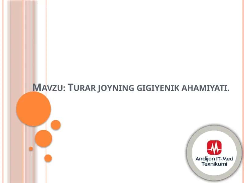 Turar joyning gigiyenik ahamiyati