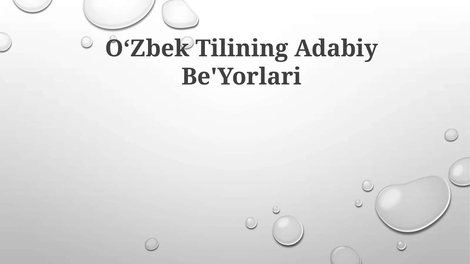 Oʻzbek Tilining Adabiy Be'Yorlari