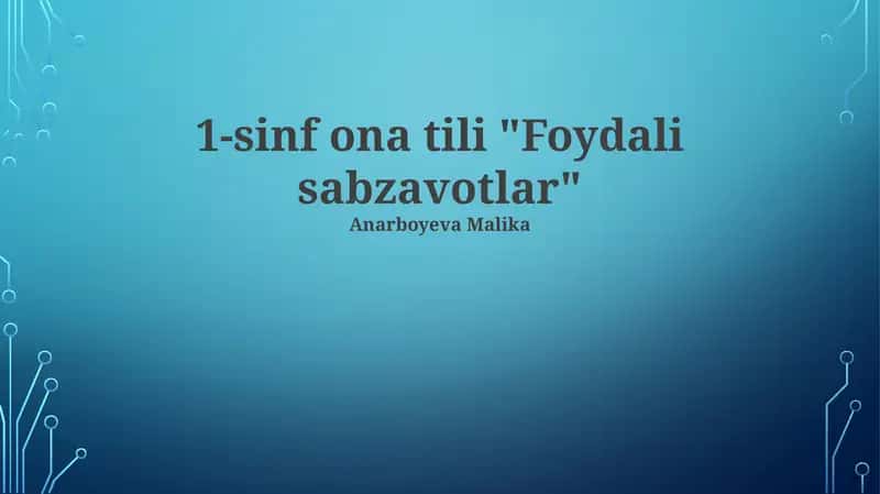 Foydali sabzavotlar