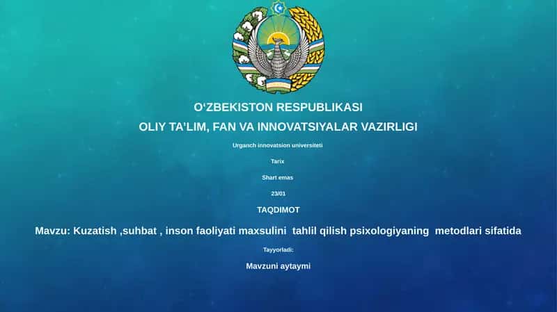 Psixologiyada kuzatish, suhbat va inson faoliyati maxsulini tahlil qilish