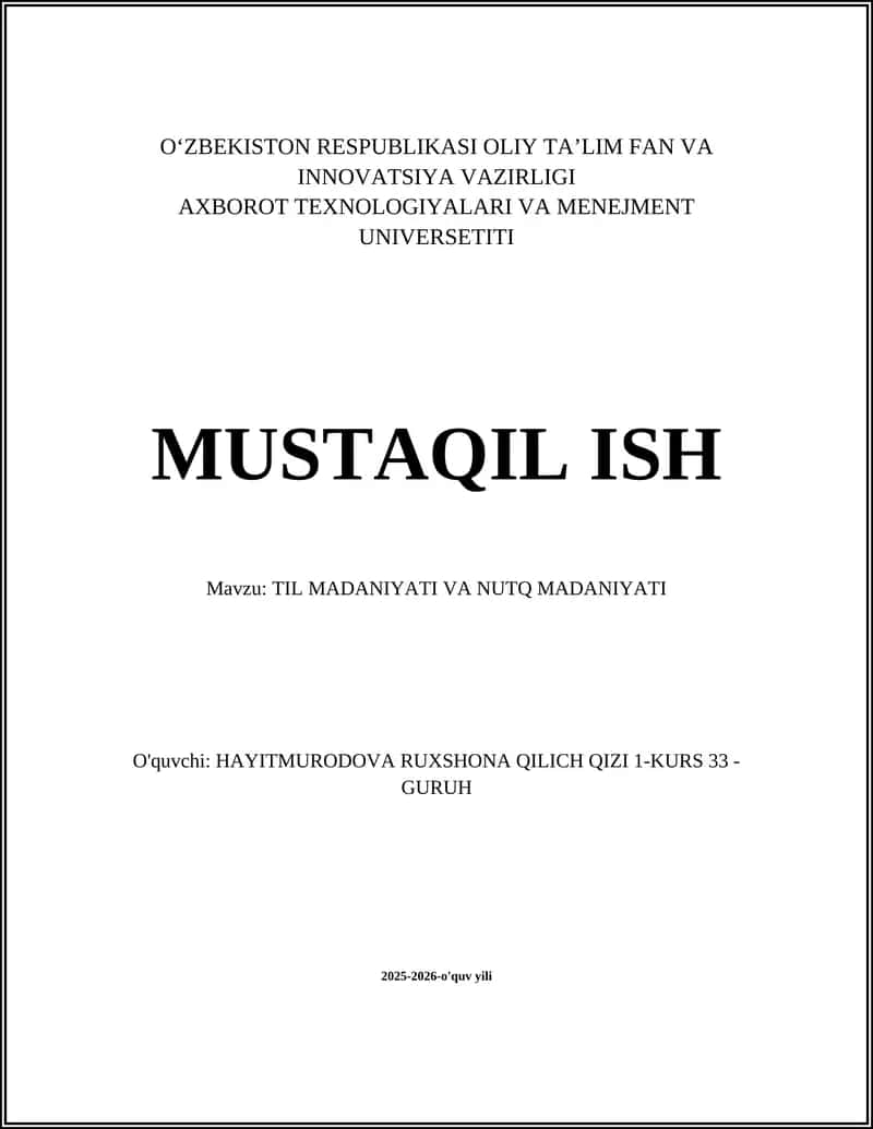 TIL MADANIYATI VA NUTQ MADANIYATI