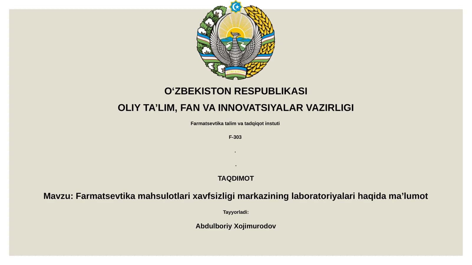 Farmatsevtika mahsulotlari xavfsizligi markazining laboratoriyalari haqida ma’lumot